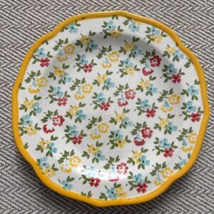 Pioneer Woman Multicolor Yellow Timeless Floral Plate 8.75 in. Yellow Edge
